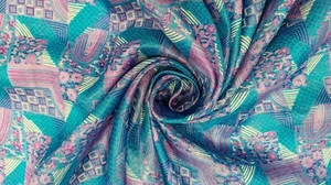 Pure Silk Fabric By The Yard Dress Making Cloth Collage Vintage Material PSF1320 - Picture 1 of 7