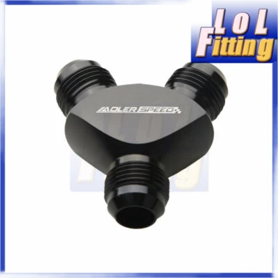 AN8 8AN -8AN To 2 x AN8 Y-Block Fitting Adapter Aluminum Black - Image 1 of 3