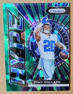 2023 Panini Prizm Tony Pollard Green Cracked Ice Hype H-11 SSP Cowboys - Picture 1 of 2