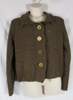 Nomadic Traders Brown Cotton Blend Cardigan Sweater Collar Buttons NWT XL - Image 1 of 4