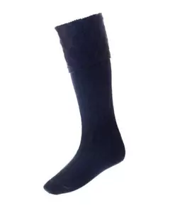 Lewis Cable Knit Navy Merino Wool Kilt Hose Socks Made in Scotland - Picture 1 of 1