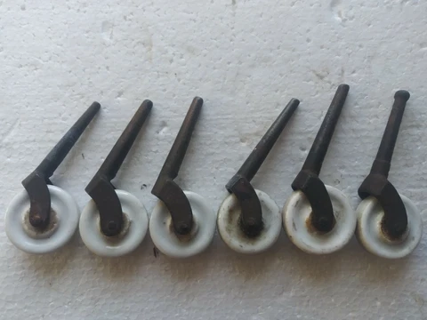 Vintage White Porcelain Furniture Caster Wheels Lot of 6 Cover