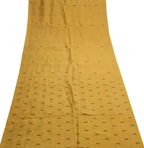 Sushila Vintage Mustard Silk Sari Remnant Scrap Multi Purpose Woven Craft Fabric - Picture 1 of 8