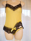 Shirley Of Hollywood, Stretch Mesh Babydoll, Matching Thong, Yellow, Up To 12