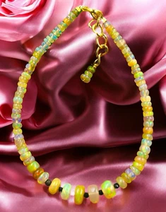 Multi Fire Ethiopian Opal 3-7mm Rondelle Bead Bracelet,Opal Bracelet for her 8'' - Picture 1 of 7