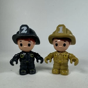 Toy Figures Firefighter Chief Captain #1 and #2 2.5" Tall Black Gold Beige - Picture 1 of 8