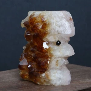 #11-202g Natural Drusy Citrine Strange Carving Human Face Amazing Crystal - Picture 1 of 12