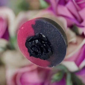 Activated Charcoal Soap. Black Rose Design. Rose and Jasmine Scent - Picture 1 of 6