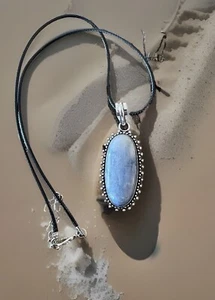 Kyanite Crystal Gemstone Pendant Necklace -925 Silver plated-New - Picture 1 of 3