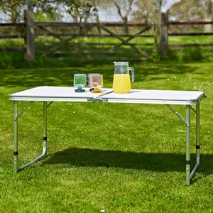 4FT FOLDING CAMPING TABLE ALUMINIUM PICNIC PORTABLE ADJUSTABLE PARTY BBQ OUTDOOR - Picture 1 of 5