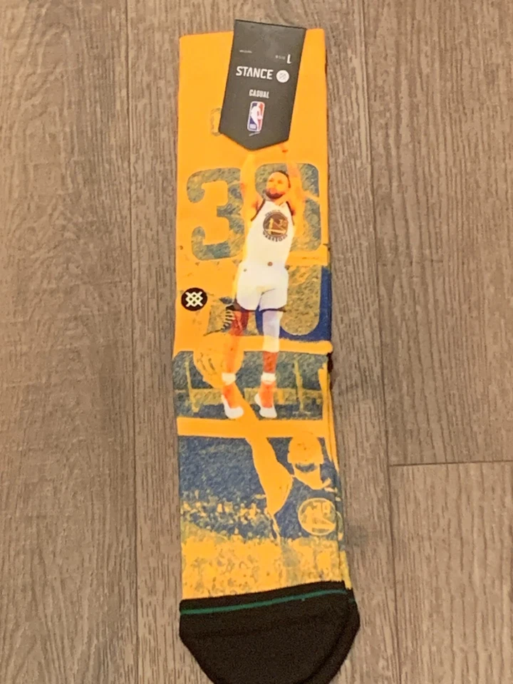 NWT L 9-13 Men's Large Steph Curry Warriors STANCE SOCKS NBA Scratched LG Casual - Image 1 of 1
