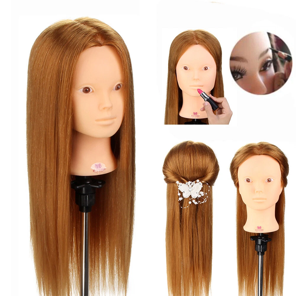 SC Friseur-Übungskopf Aus 100% Echthaar – 40 Cm, Mit Tischklemme, Für Frisuren- & Farbübungen