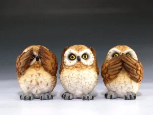 Set de estatuillas See Hear & Speak No Evil Owl - Imagen 1 de 2