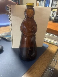 Vintage Mrs. Butterworth Syrup Bottle Original Metal Lid Amber Brown Large 11" - Picture 1 of 8