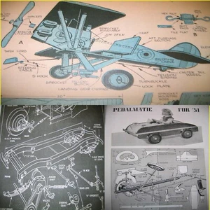 8 OLDTIMER FLUGZEUG TRETAUTO BÜRGERSTEIG TRAKTOR PLÄNE 13 - Bild 1 von 5
