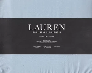 Juego de sábanas dobles Ralph Lauren Dunham satén azul celestial 3 piezas casa de campo granja - Imagen 1 de 3