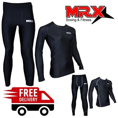 MRX Mens Compression suit set Pants & Shirts Base Layer Thermal Training Workout - Image 1 of 4