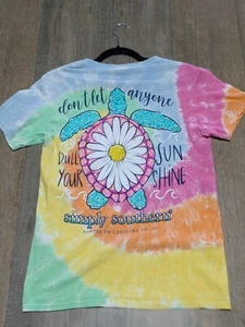 Simply Southers T Shirt Top Womens Small Multicolor Tie Dye Turtle Graphic - Picture 1 of 10
