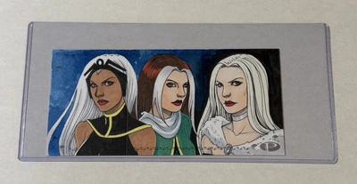 2017 Upper Deck Marvel Premier Triple Sketch Rogue Storm Emma Frost Kitty 1/1 - Image 1 of 2