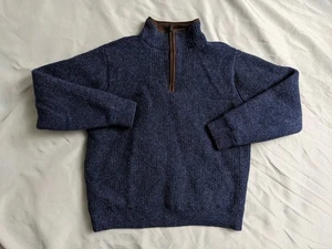 L.L. Bean Sweater Mens Size M Blue Waterfowl Lambswool Gortex Windstopper - Picture 1 of 12