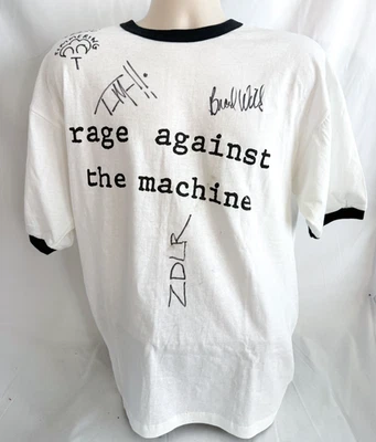 Rage Against The Machine SIGNED 90's Vintage XL Shirt JSA LOA Autographed + Pass - Image 1 of 4
