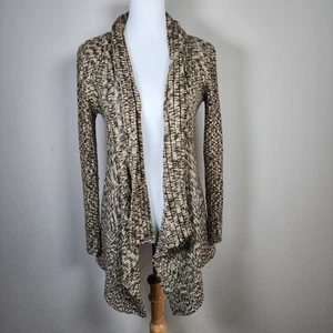 INC Waterfall Cardigan Womens Medium Metallic Gold Knit Shawl Neck Open Sweater - Picture 1 of 15
