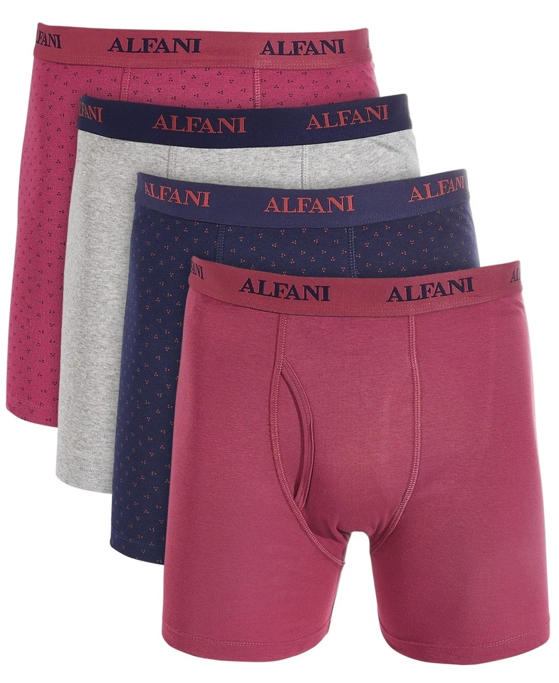 Alfani Hombre 4-Pk. Calzoncillos boxer de algodón que absorben la humedad - Combo rosa/azul marino-XL Foto 1 de 1