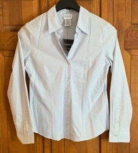 Women's NEW George Stretch Long Sleeve Button Front Bonnie Blue Blouse -M (8/10) - Picture 1 of 4