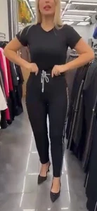 LaMaxx Black Pants Chain Side Trim Drawstring Waist Sz 18/48 Turkey - Picture 1 of 8