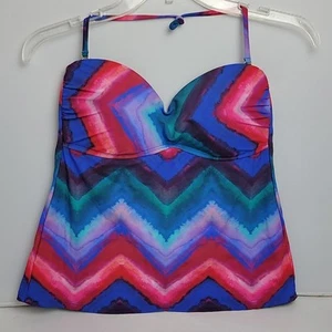 Tankini La Blanca Mujer 8 Azul Rosa Halter Tribal Chevron Natación Top Ropa Resort  - Imagen 1 de 10