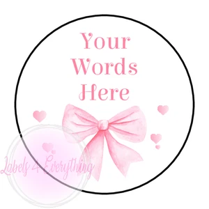 Personalised Pink Bow Girl Baby Shower Party Stickers Sweet Cone Label Gift Hen - Picture 1 of 1