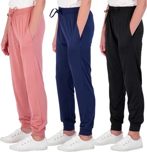 Real Essentials 3 Pack: Girls' Dry-Fit Jogger Sweatpants Soft Medium, Set 1  - Picture 1 of 4