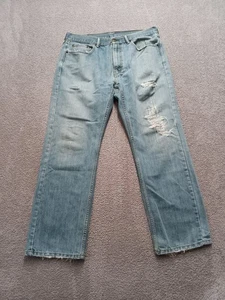 Levi’s 559 Relaxed Jeans Men W36 L32 Light Wash Distressed Ripped Wide - Picture 1 of 11