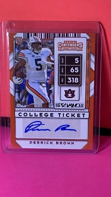 2020 Panini Contenders Draft - DERRICK BROWN - College Ticket RC Auto - Image 1 of 2