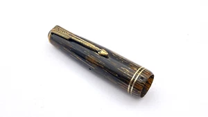 VINTAGE PARKER JUNIOR VACUMATIC FOUNTAIN PEN CAP ONLY IN BROWN SHADOW WAVE USA - Picture 1 of 6