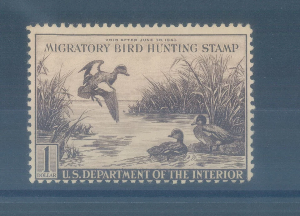 USA Migratory Bird Hunting Stamp One Dollar US Dept of Agriculture 1942 - MH - Image 1 of 1