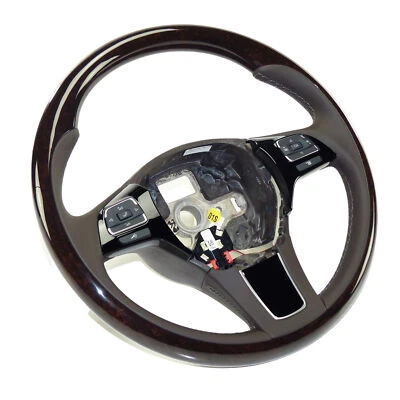 Multifunction Steering Wheel Wood Leather VW Touareg 7P Vavona Braun 7P6419091AM - Image 1 of 4