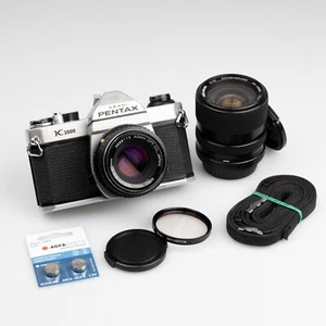 *SERVICED & FILM TESTED* Pentax K1000 Camera SLR 50mm f/ 2 + 28-70mm Lens Set - Picture 1 of 21