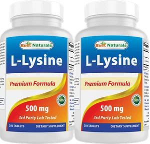 2 Pack Best Naturals L-Lysine 500 mg 250 Tablets - Picture 1 of 7