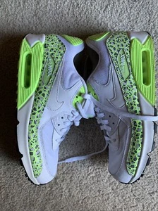 Women’s Nike Air Max 90 PREM 443817 103 White Neon Green Shoes Sz 11 safari dots - Picture 1 of 10