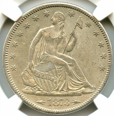 1873-CC Liberty Seated Silver Half Dollar, NGC AU-55 Arrows, Great Looking Coin! - Image 1 of 4