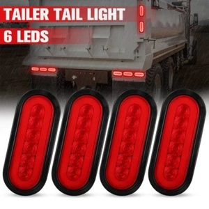 4X 6" 24 LED Oval Red Truck Trailer Stop/Turn/Tail Brake Sealed Lights w/Grommet - Picture 1 of 8