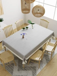 PVC Solid Plain White Lace 60x108inch 8 Seater Dinning Table Cover cream - Picture 1 of 6