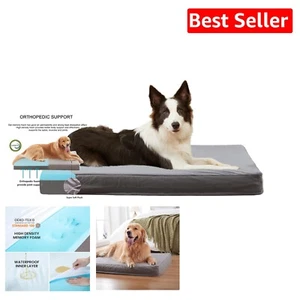 Memory Foam Dog Bed - Short Plush Waterproof Mat for Large Breeds - Picture 1 of 8