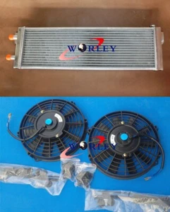 Universal Aluminum Liquid Heat Exchanger Air to Water Intercooler Radiator +FANS - Picture 1 of 7