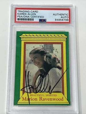1981 Topps Raiders Ark Marion Ravenwood Karen Allen Signed Card PSA/DNA - Image 1 of 3
