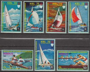W EQUATORIAL GUINEA 0098A-104A MUNICH OLYMPIC KIEL SAILING PERFORATED SET - Picture 1 of 1