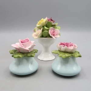 Juego de cocteleras Aynsley English Fine Bone China azul rosa floral flor sal pimienta - Imagen 1 de 11