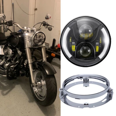 Señal de giro de faros LED 7" + soporte de montaje para Harley Fatboy Sportster Softail Foto 1 de 4