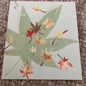 Japanese Paper Art Decoupage handmade SHIKISHI Art Maple Leaves - Picture 1 of 12